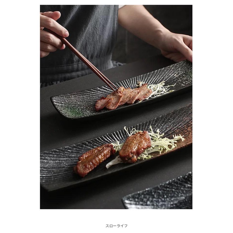 piring saji sushi keramik 12inch / japanese sushi long plate ceramic aesthetic / piring panjang saji makanan snack buah