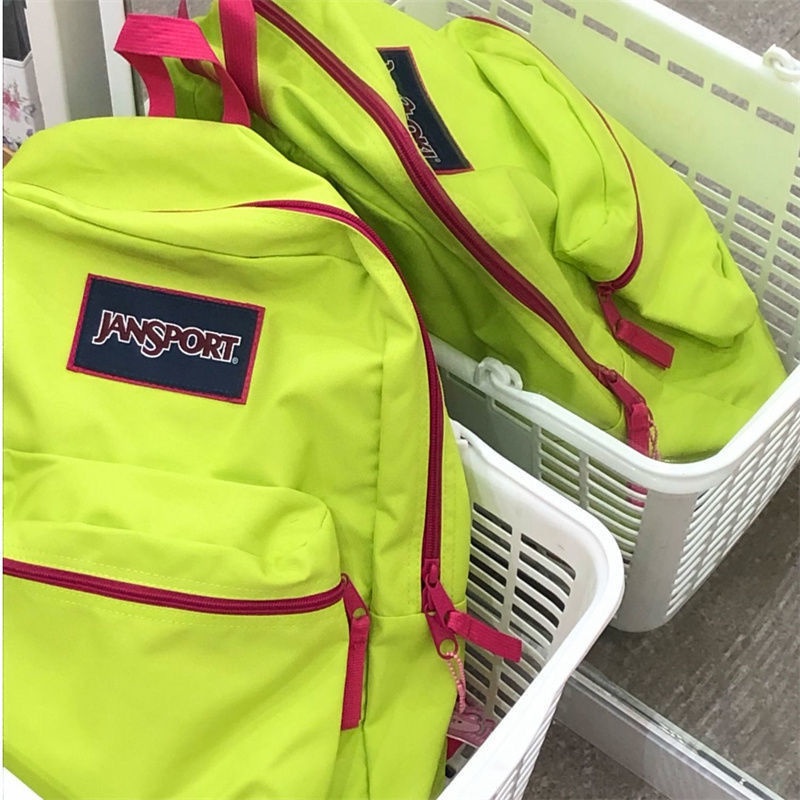 Sera SuperJanSport Super Jasper Fluorescent Green Ransel Perguruan Tinggi Pria dan Wanita Tas Ransel Dalam Tas Pelajar