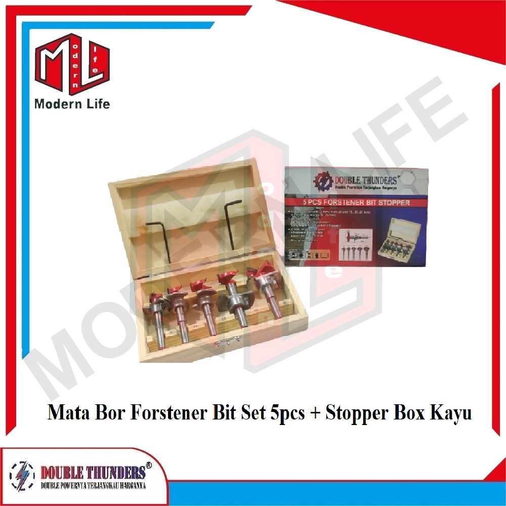 Mata Bor Forstener Set 5 pcs Hinge Boring Drill Engsel Sendok Bit TCT