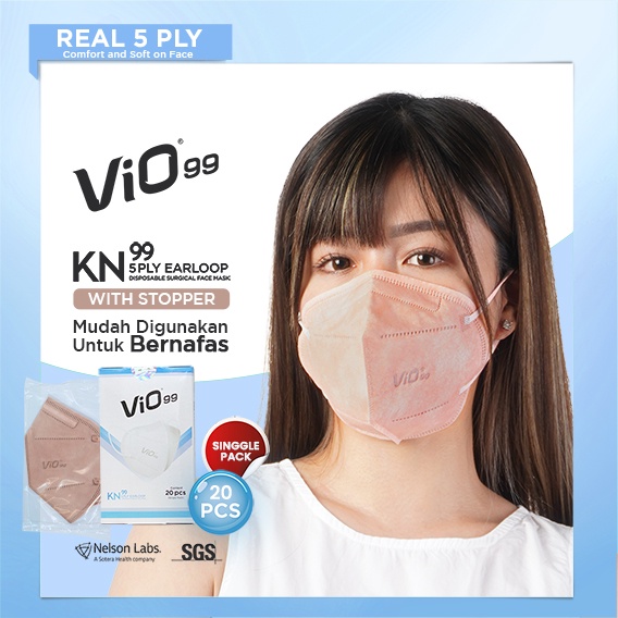 Vio KN99 Mask 5 Ply Earloop 20'S Copper (Stopper) Individual Adjustable Earloop Strap