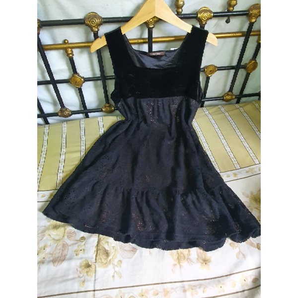 Dress Wanita Velvet Mix Brukat/Brokat