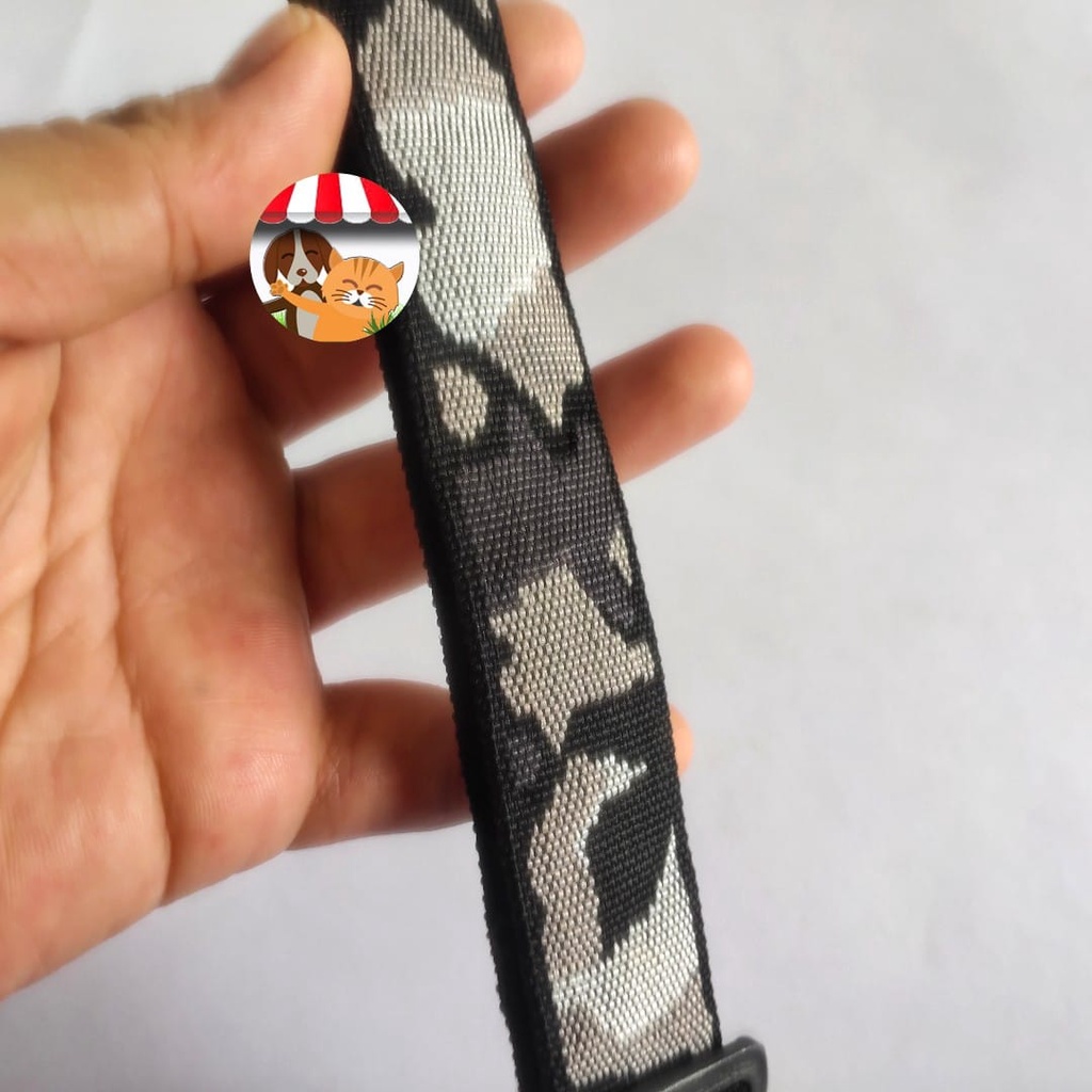 Kalung Anjing Motif Army Lonceng Bahan Nylon - Collar Doggy Medium