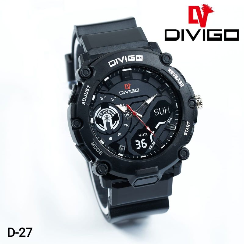 (Cod)Jam Tangan Pria Divigo D27 Anti Air Strap Rubber/Karet(Dikirim Jakarta)