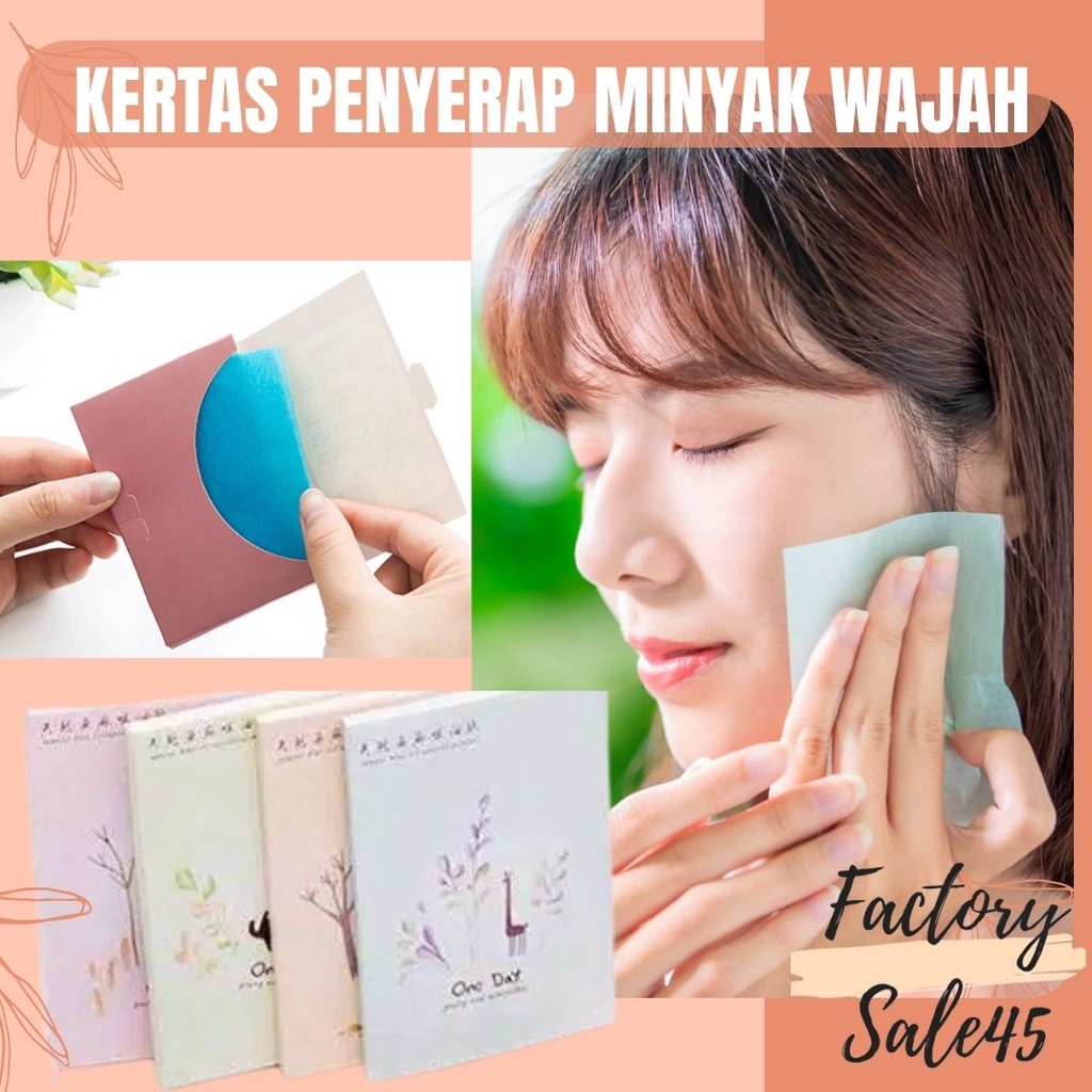 Kertas Linen Tissue Penyerap Minyak Wajah 50Pcs Oil Control Film Menyerap Minyak Muka Wajah Berlebihan F859