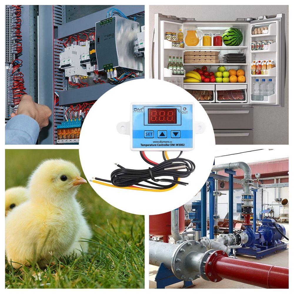 POPULAR Populer Termostat Suhu Digital Thermostat Control Switch Dengan Probe 10A 12V 24V 110V 220V Modul Termostat