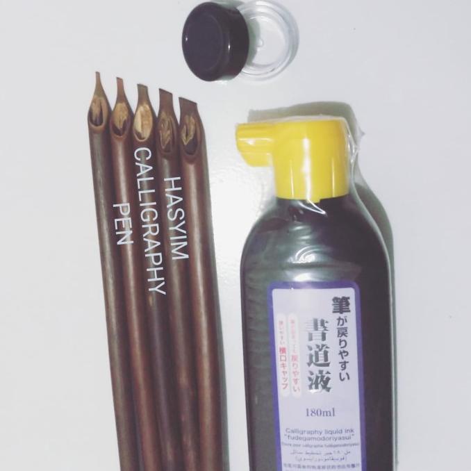 

Handam + daiso ink + wadah / pulpen kaligrafi / Qalam khat / resam
