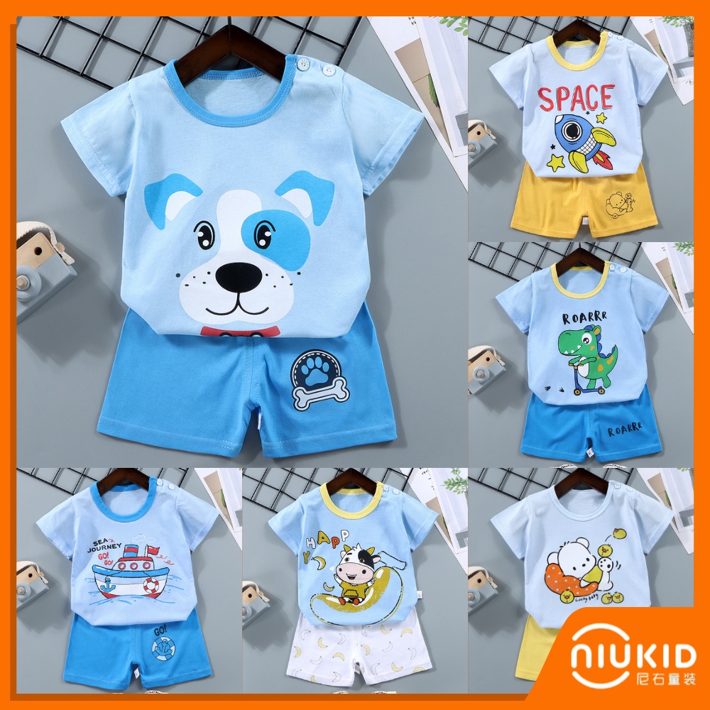 NIUKID SETELAN ANAK 0 2 TAHUN SETELAN BAYI PIYAMA BAYI BAJU PENDEK DAN CELANA PENDEK BAJU BAYI LAKI LAKI BAJU BAYI PEREMPUAN #B117 - #B123