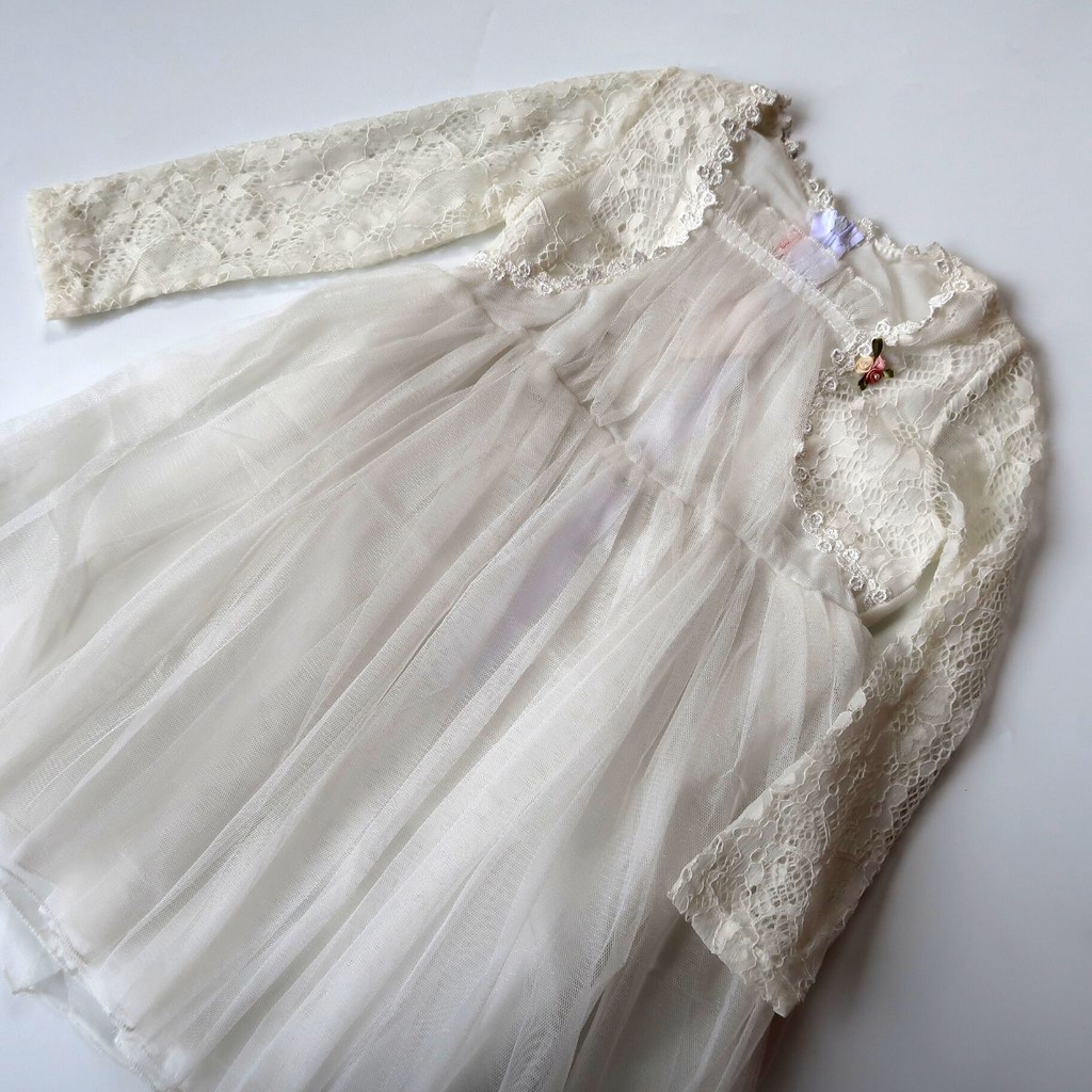 Dress Gaun Pesta Ulang Tahun Anak Perempuan Import Brukat Bross 3-7 Tahun