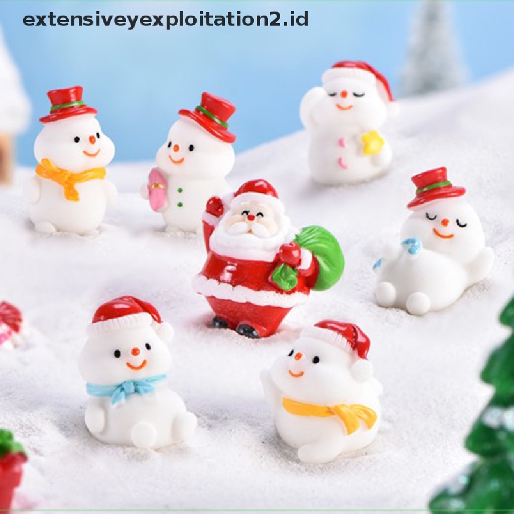 1 Pc Miniatur Figure Snowman Santa Claus Bahan Resin