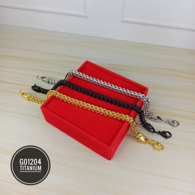 Gelang Titanium Rantai Kilau Unisex G01204
