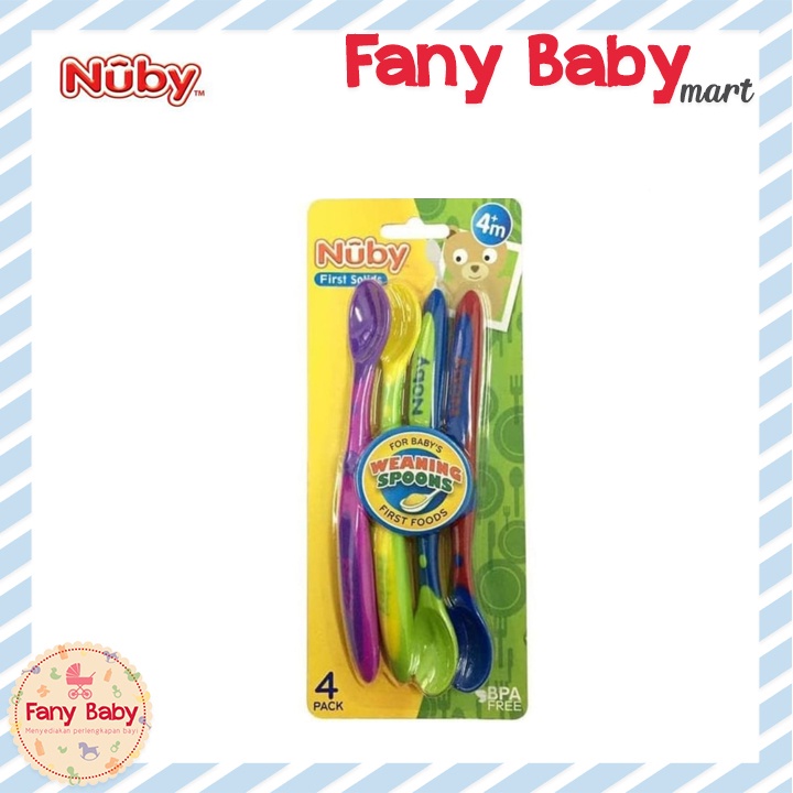 NUBY LONG HANDLE WEANING SPOONS 4PCS / NB5574