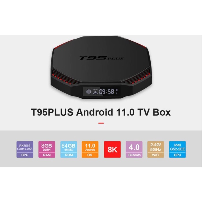 Produk Terbaru Tjbox T95 Plus 8/64 Gb Android Tv Box Rk3566 Os 11.0 Dual Wifi Bt4.0