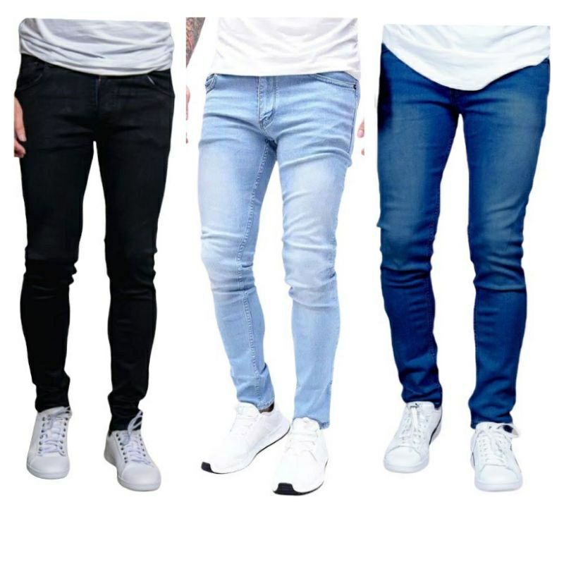 EMG - NEVER LOSE Jeans Pensil pria jeans slim fit skinny Hitam, Celana GARMENT | 27 - 44