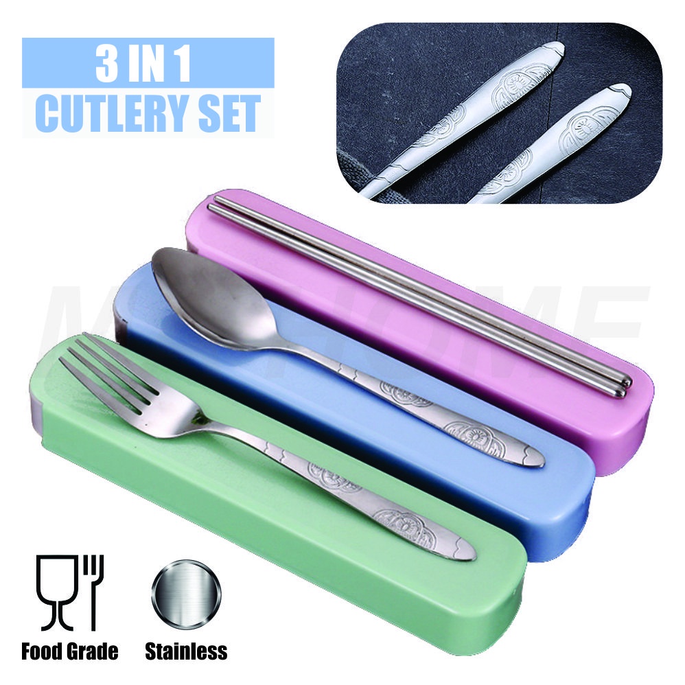 Sendok Garpu Sumpit set stainless Peralatan makan Food Grade Motif Lifestyle Modern - 1 set