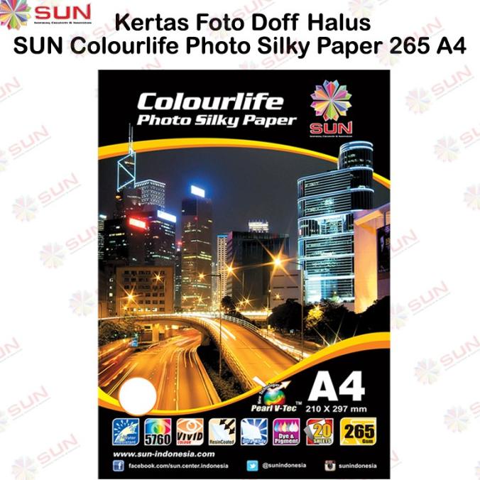 

MURAH Kertas Foto Silky Doff - SUN Colourlife Silky Photo Paper 265 Gsm A4
