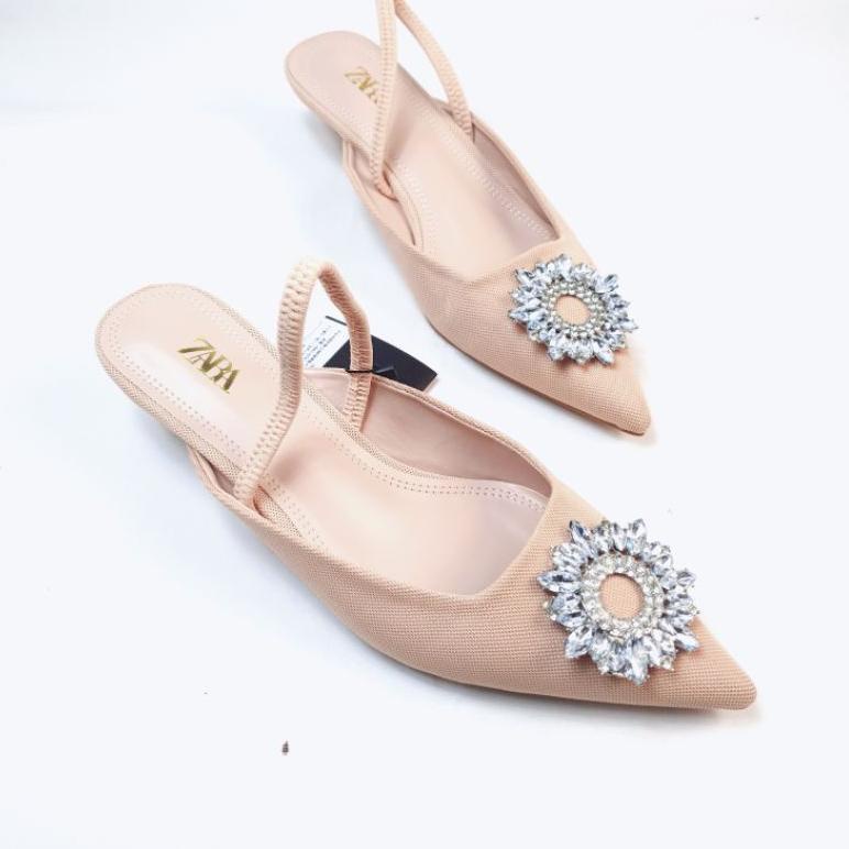 ZR Shimmery Singback Ballerina with Kitten Heels 1913 L9N0