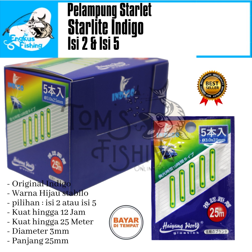 Pelampung Starlet Starlite Indigo Glow Stick Diamond Box Isi 2 &amp; 5 (50 Sachet) Murah - Toms Fishing