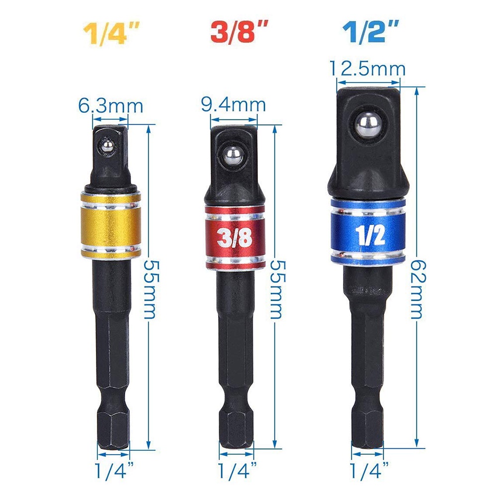 multicolour adapter kunci sok 3 pcs sambungan mata bor kunci sok konektor kunci sock shock socket adaptor