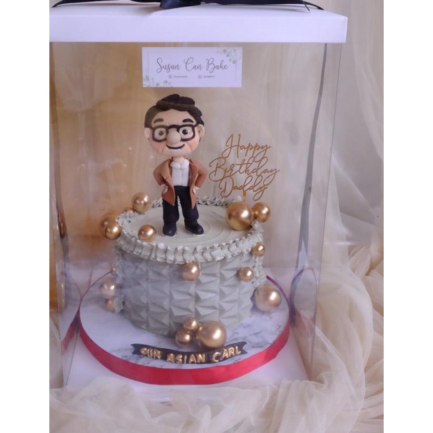 

Korean Square Mica Tall Box/Transparent Tall Box/Transparent Cake Box - 26x26x45cm
