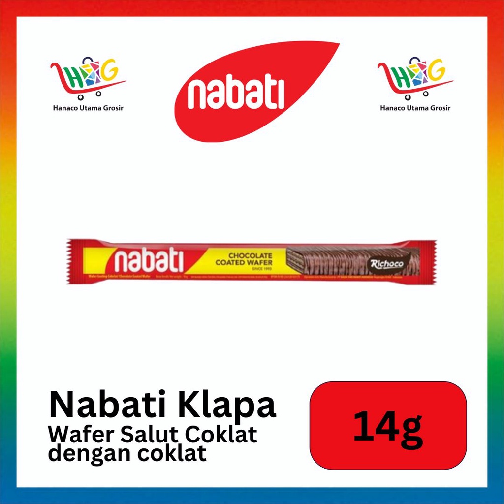 Nabati Coated Wafer Coklat / Coklat Kelapa 14 gram [ 1 PCS ]