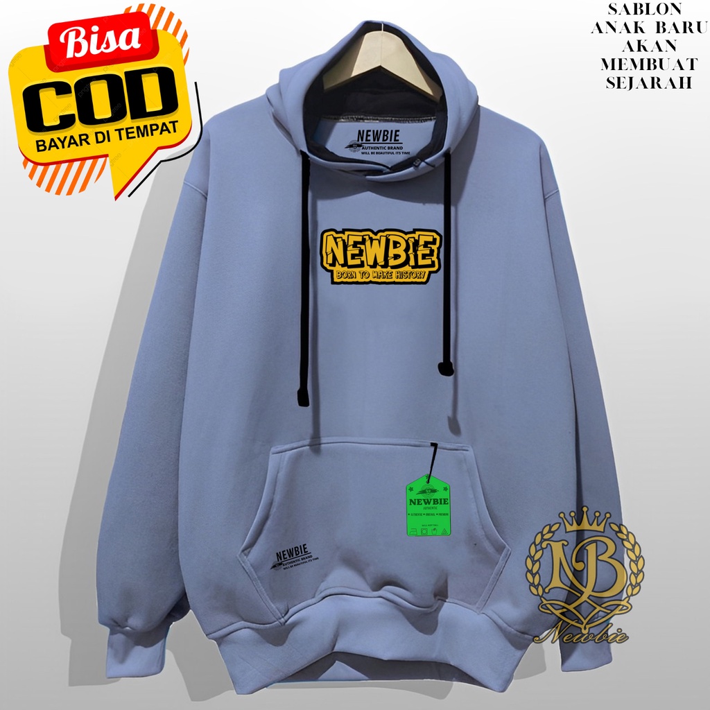 Sweater Hodie Pria Distro Flece Tebal Sweatshirt Hoodie Original Newbie Warna Abu Paralon Switer Huddie Terlaris Hoodie Cowok Oversize M-XXL