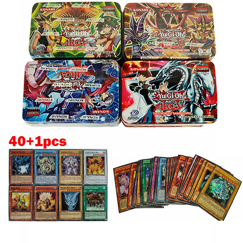 41pcs Besi Kotak YuGiOh Game Bermain Kartu Versi Bahasa Inggris Mainan Keluarga Game Kertas