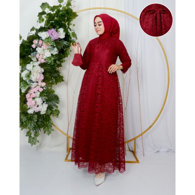 Permata Olshop / Kebaya Gamis Busui Brukat Modern / Gamis Pesta Mewah / Gamis Busui Kebaya / Gamis Modern