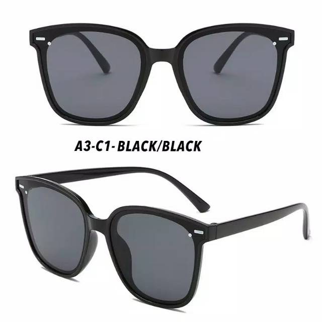 Korean Design Retro BIG BLACK Kacamata Hitam Sunglasses TANPA LOGO &amp; KEMASAN BENING