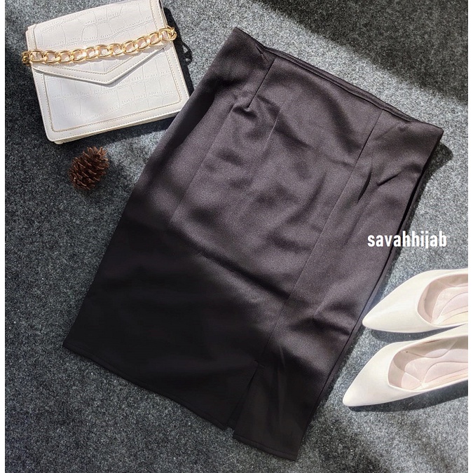 Rok  Pencil Skirt / Pensil Skirt / Rok Pensil / Rok Midi Wanita/ Sleting (Zipper) Belah Depan