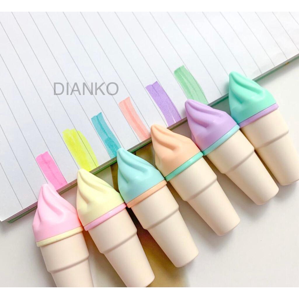 

Stabilo eskrim cone 1 Set 6pcs/ Monas Highlighter Penanda Warna Pastel