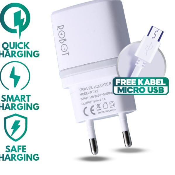 Robot Charger RT-K9 Dual USB Charger Handphone Charger Original