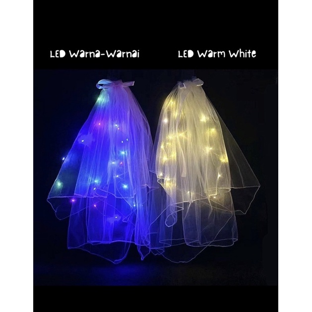 Veil pengantin anak dewasa led/jepit veil