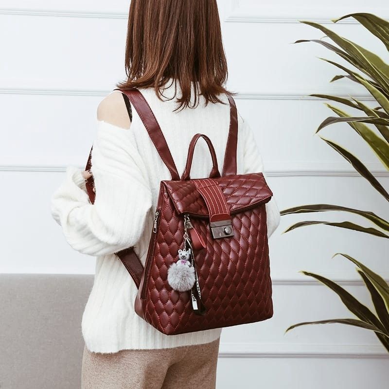 COD ✓ Tas Wanita Ransel Kulit Premium Fashion Korea Terbaru Terlaris Bisa Ditenteng