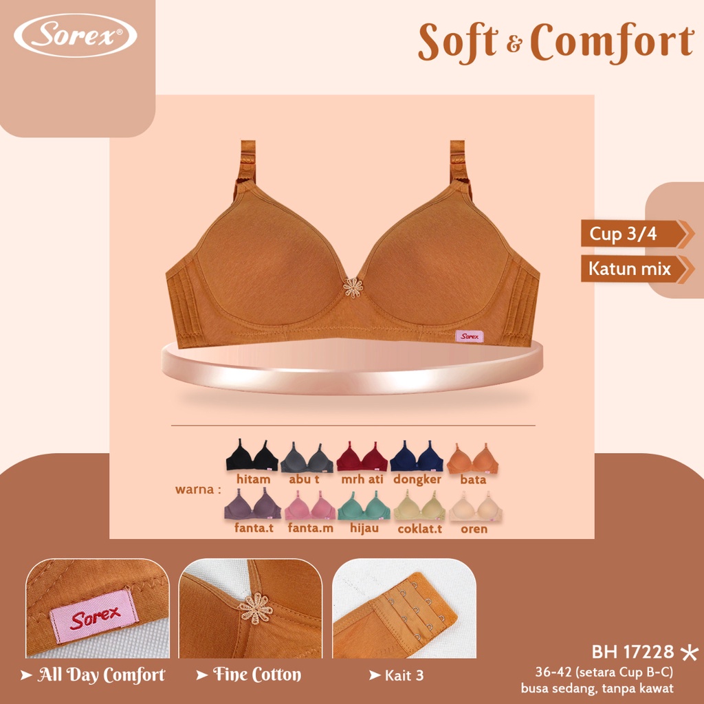 Bra BH Tanpa kawat Soft 17228 Sorex