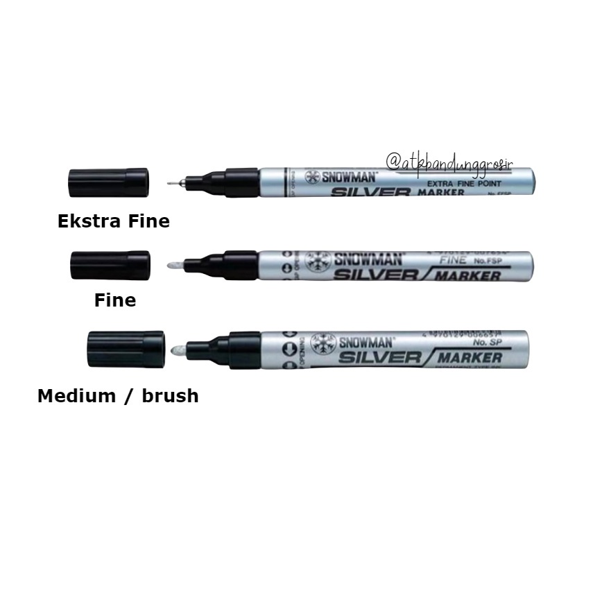 

Spidol Snowman Paint Marker Warna SILVER( Ekstra Fine, Fine, Medium ) -Satuan SHSNP