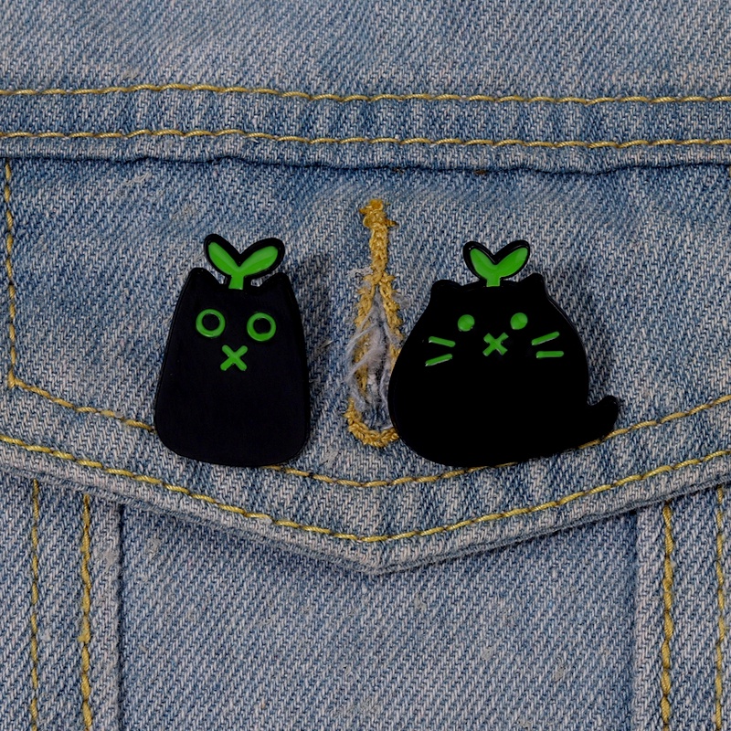 Bros Pin Desain Kartun Kucing Hitam Untuk Aksesoris Pakaian