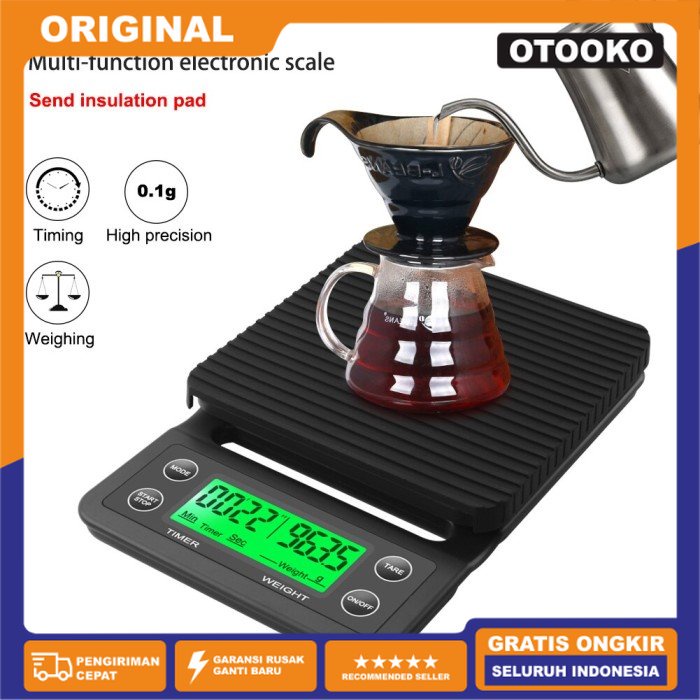 Timbangan Digital Dapur Coffee v60 5kg 0.1g + Timer Baterai MS-K07