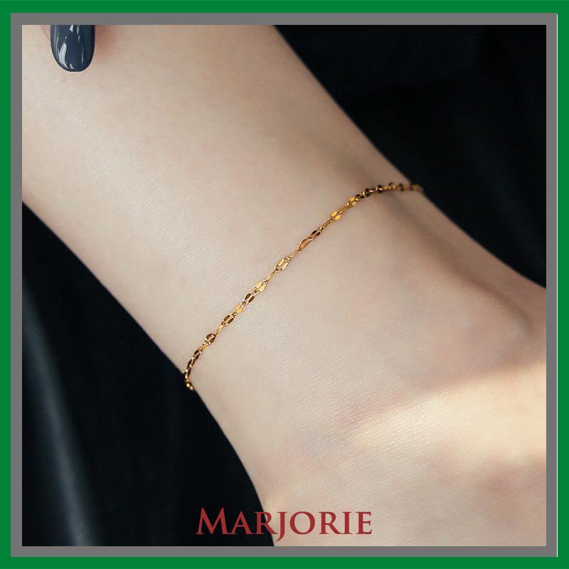 Anklet Emas 18K Wanita Titanium Steel Fairy Sederhana Tidak Memudar Rantai Tipis-MJD