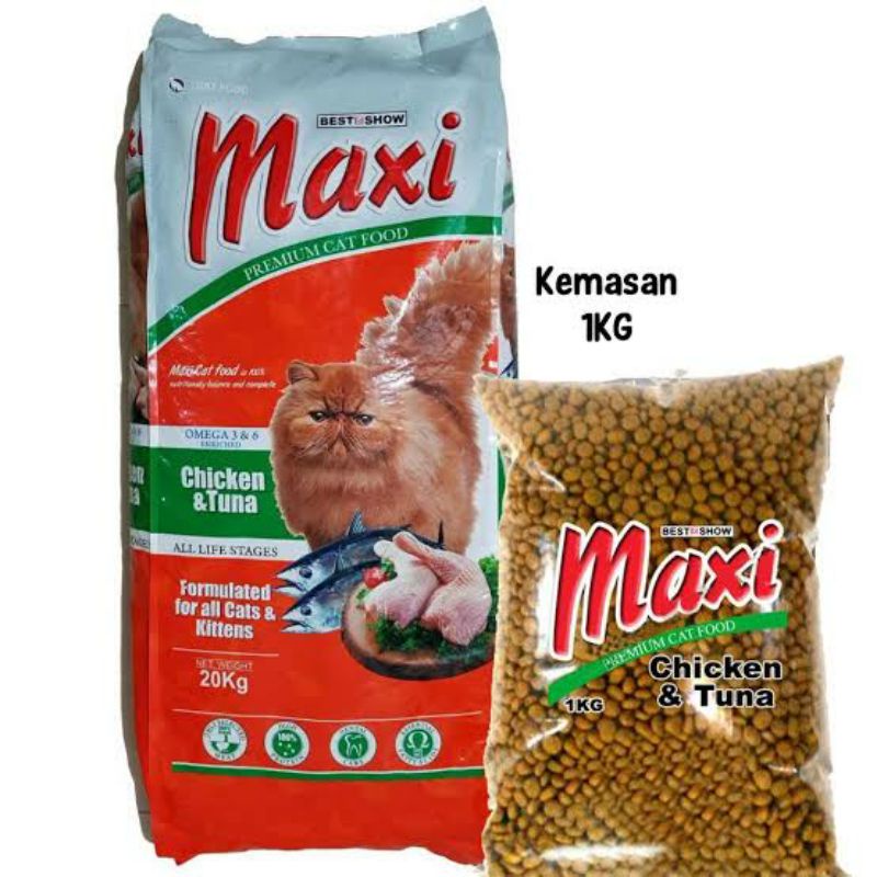 maxi 1kg makanan kucing kiloan