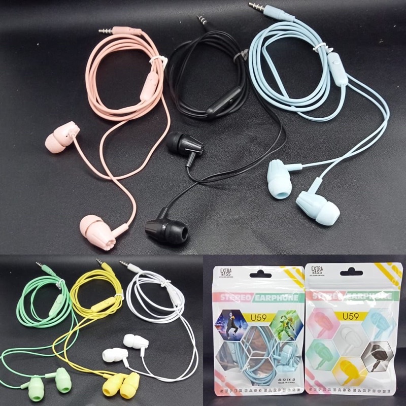 Headset Macaron U59 plus mic telepon murah