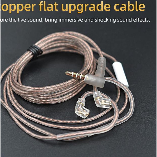 KZ Kabel Cable OFC Flat with Mic Upgrade KZ Type C ZEX ZSN PRO X DQ6 - Brown OFC Pin C