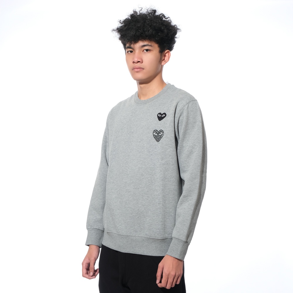 CDG Play Black Heart Beads Sweatshirt Grey