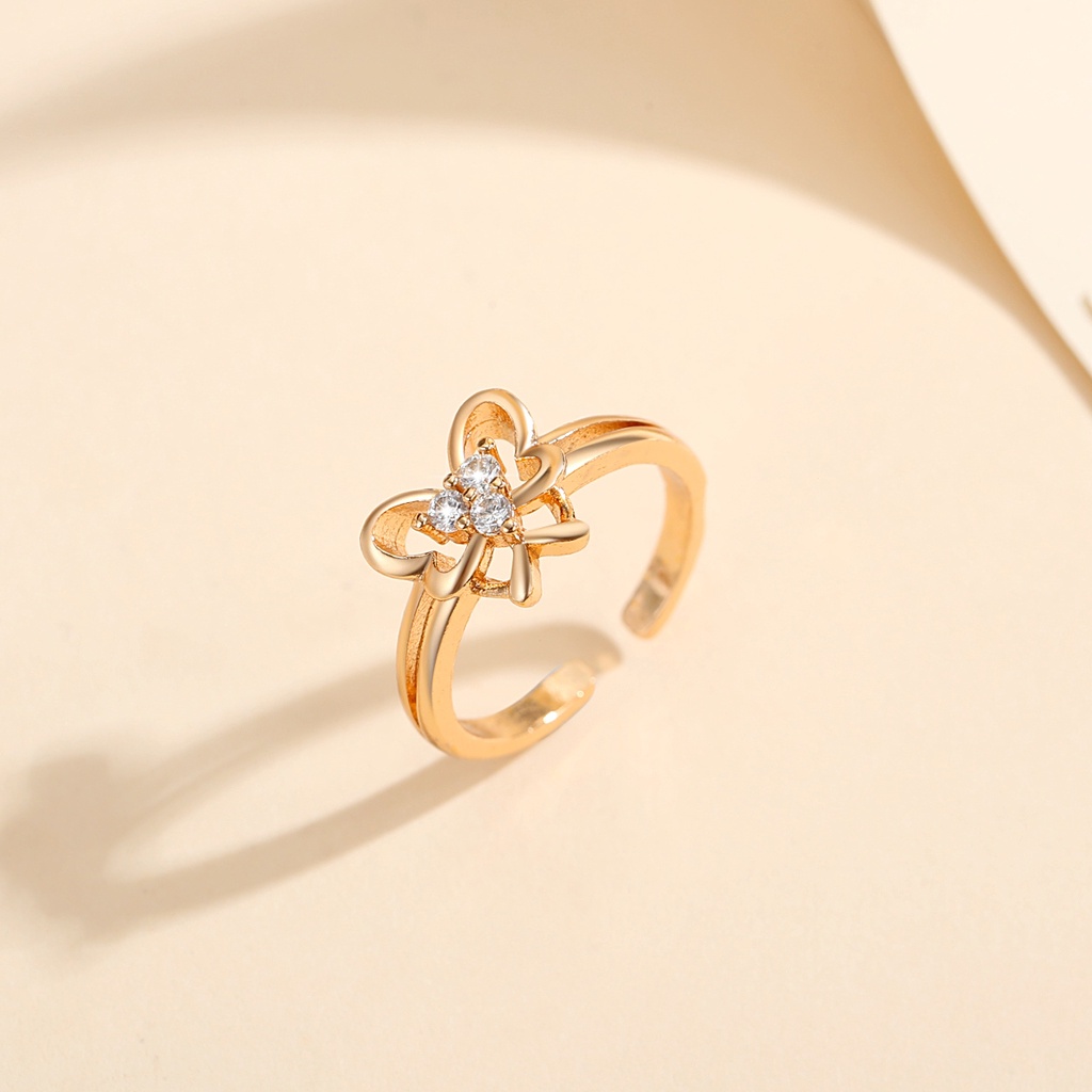 Y867 【COD】Cincin Terbuka Anak Titanium Kristal Lapis Emas Perhiasan Cocok Untuk Anak Usia 1-10 Tahun