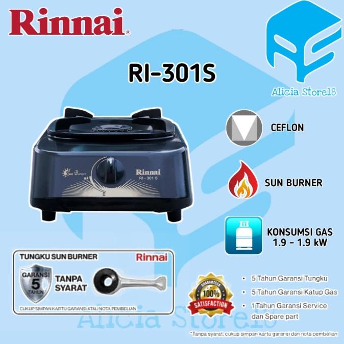 KOMPOR GAS RINNAI 1 TUNGKU RI 301S RI301S RI-301S SATU TUNGKU 301 S