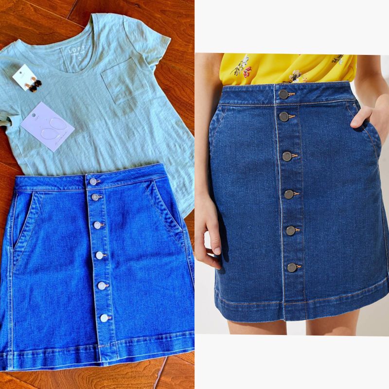 Loft denim button down skirt