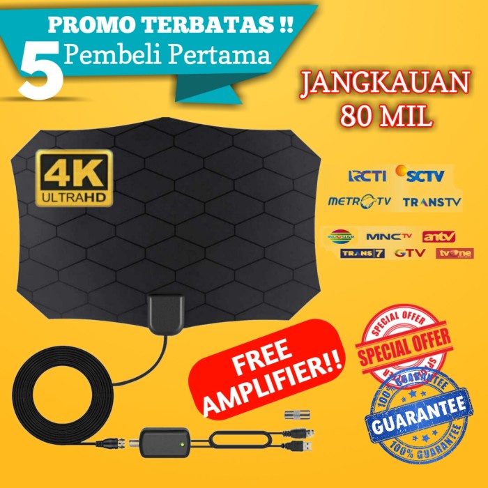 Original Antenna Tv Digital Indor Super Jernih Antena Analog Taffware