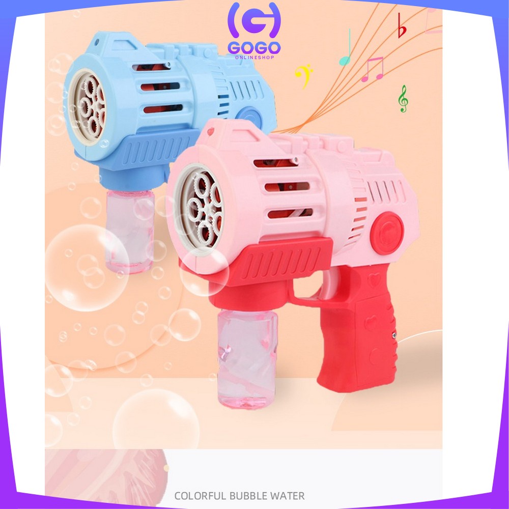 GOGO-M138 Mainan Anak Bubble Gun Ada Musik / Mainan Pistol Air Tembakan Gelembung Sabun 5 Mata