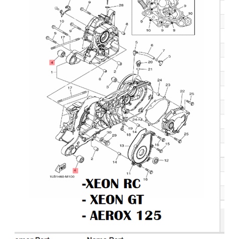 bosh engine mounting xeon rc gt aerox 125 155 lama new connected lexi original ygp 90388-10808