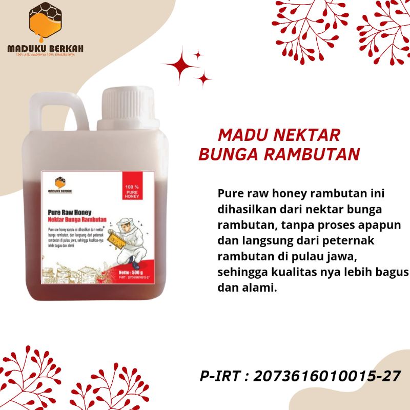 

Madu Murni Asli 1 kg Grade A Nektar Rambutan 100% Alami Pure Natural Raw Honey