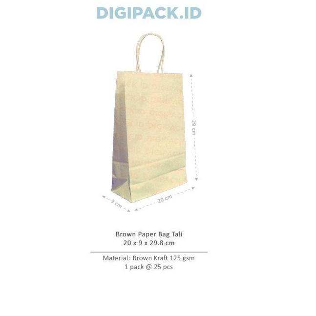 

[Digipack] Brown Paper Bag Tali 20 x 9 x 29.8 | Kantong Kertas Coklat